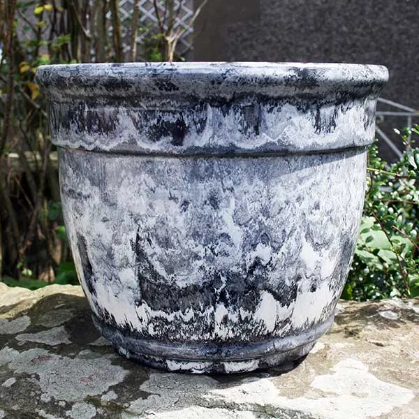 33cm Ardente Planter Grey Marble Plant Pot