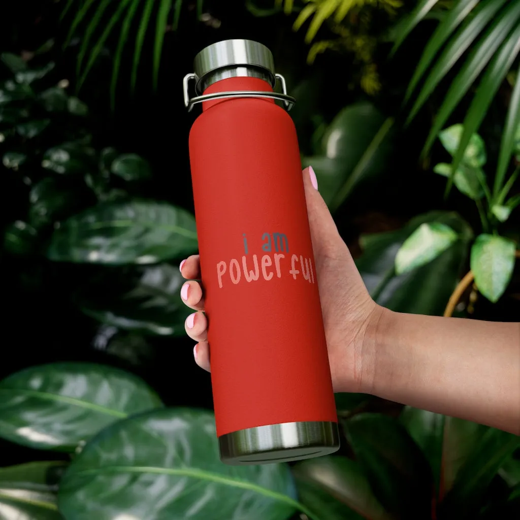 Affirmation Feminist pro choice Copper Vacuum insulated bottle 22oz - I am powerful black with coral