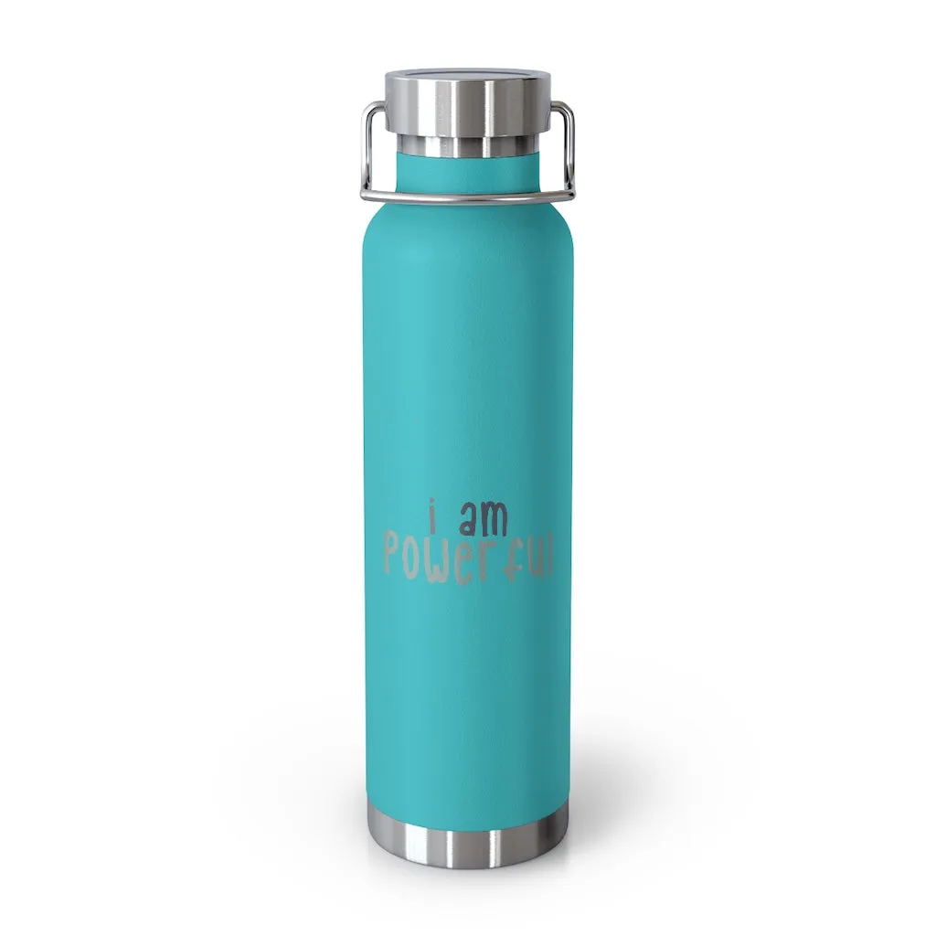 Affirmation Feminist pro choice Copper Vacuum insulated bottle 22oz -  I am powerful black with green