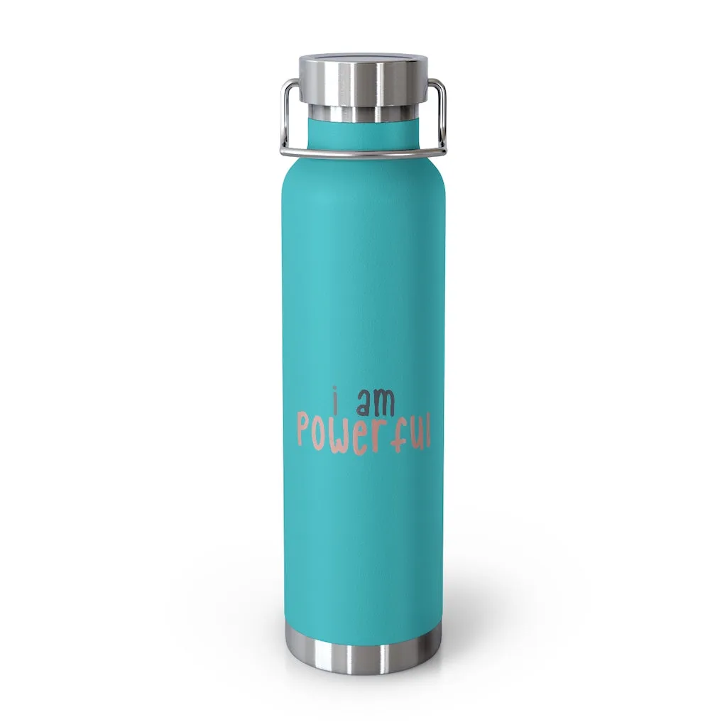 Affirmation Feminist pro choice Copper Vacuum insulated bottle 22oz -  I am powerful black with pink