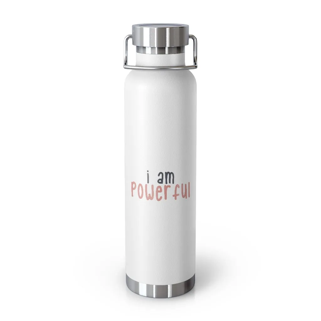 Affirmation Feminist pro choice Copper Vacuum insulated bottle 22oz -  I am powerful black with pink