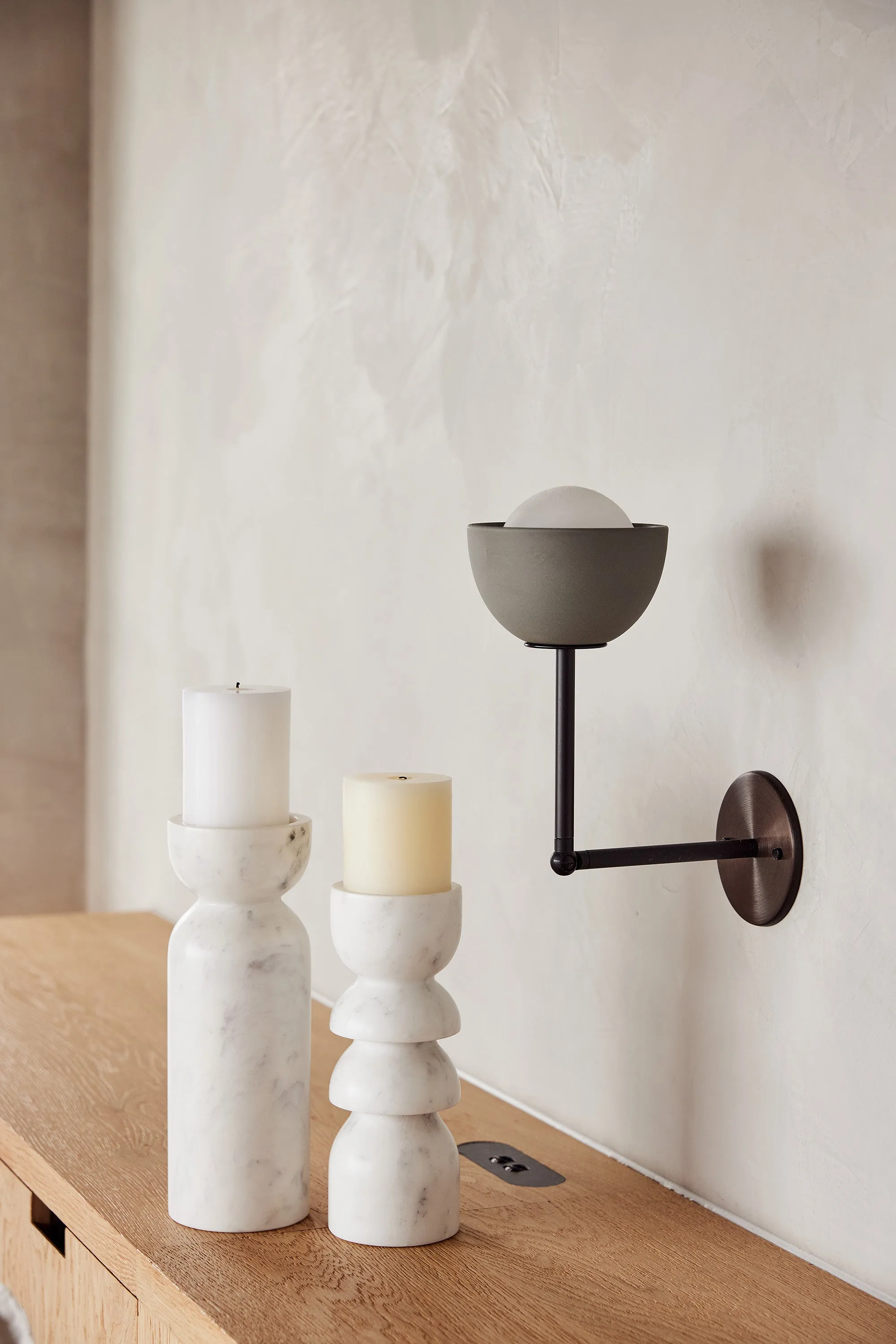 Alev Candle Holder | Marble White