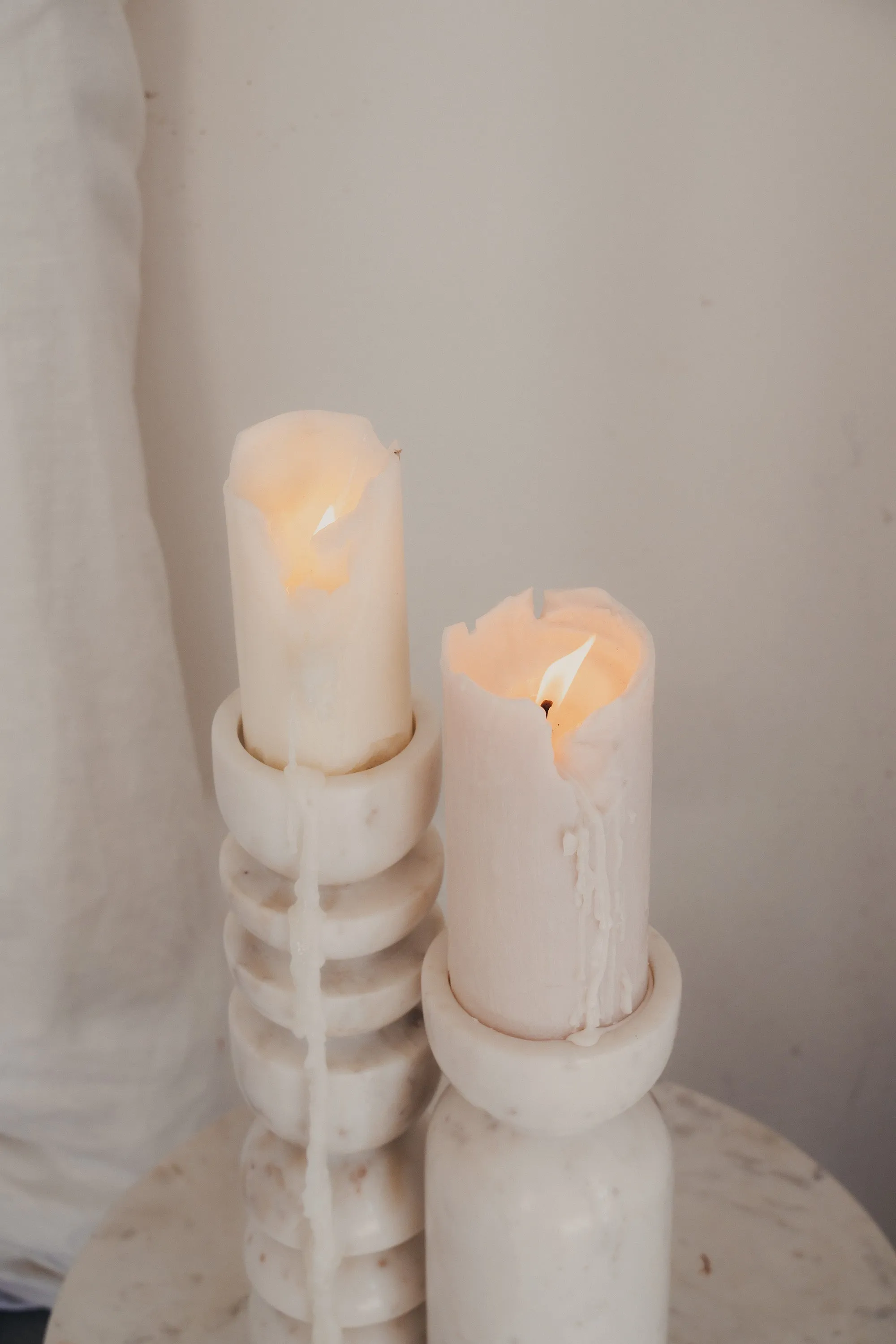 Alev Candle Holder | Marble White