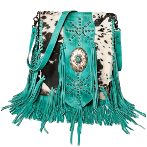 American Darling Cowhide Hair On Turquoise Crossbody Bag ADBGM253C