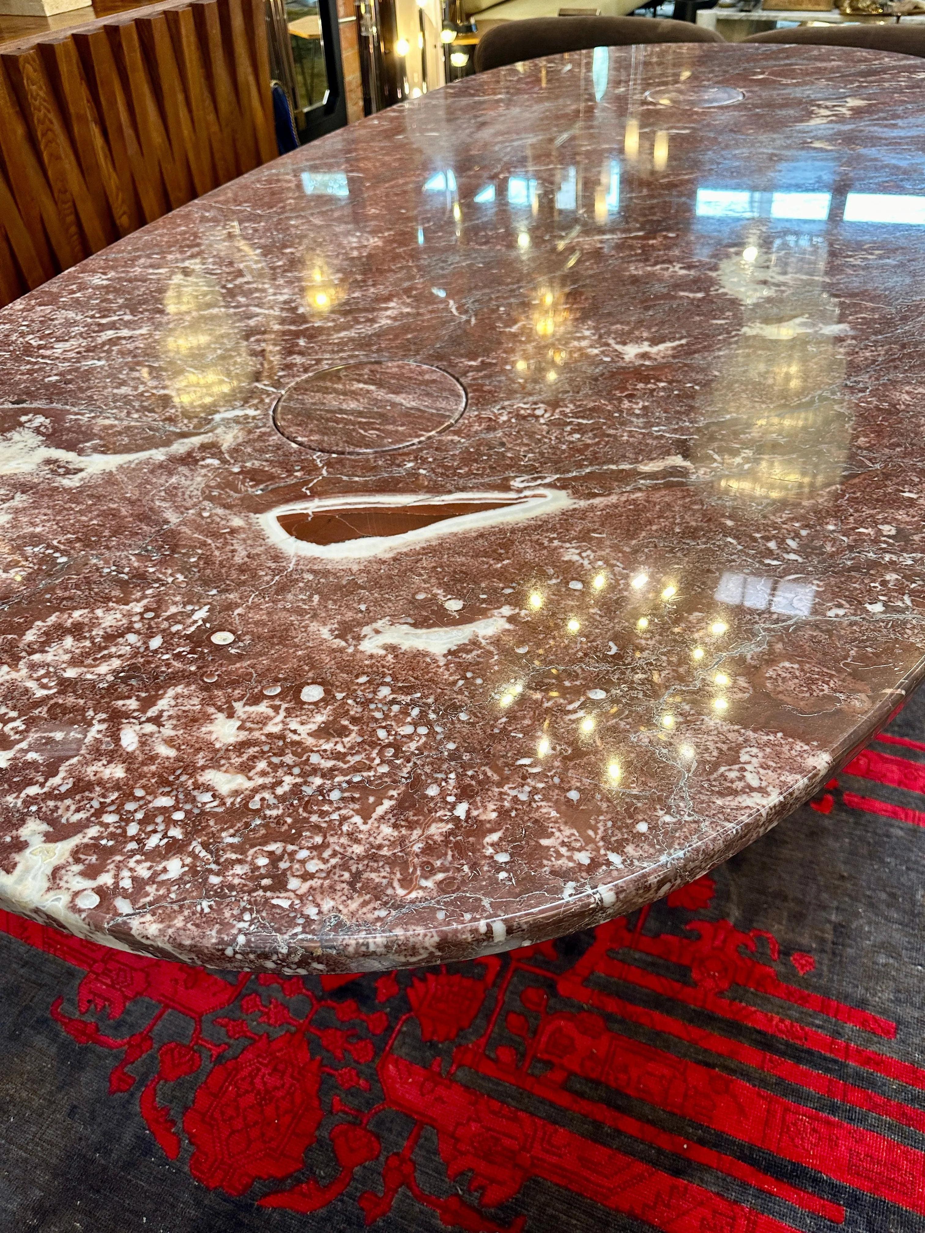 Angelo Mangiarotti for skipper Rosso marble "Eros" dining table, Italy, 1970s