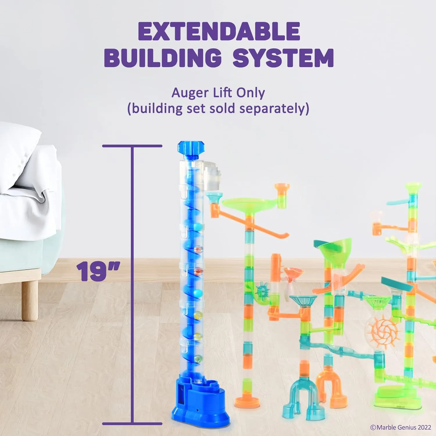 Auger Lift Expandable Marble Run Accessory Set - Blue