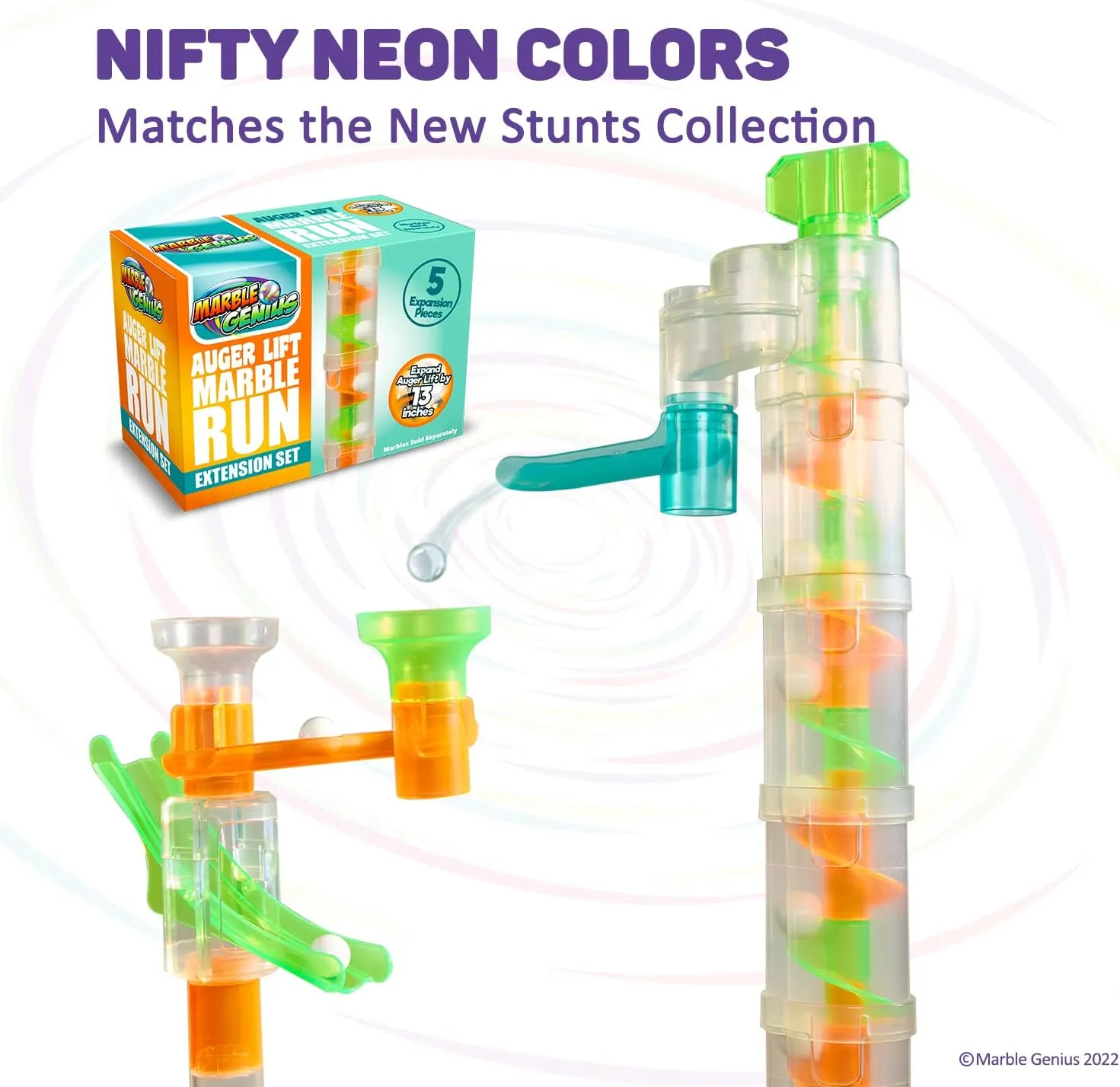 Auger Lift: Expandable Marble Run Accessory Set - Neon