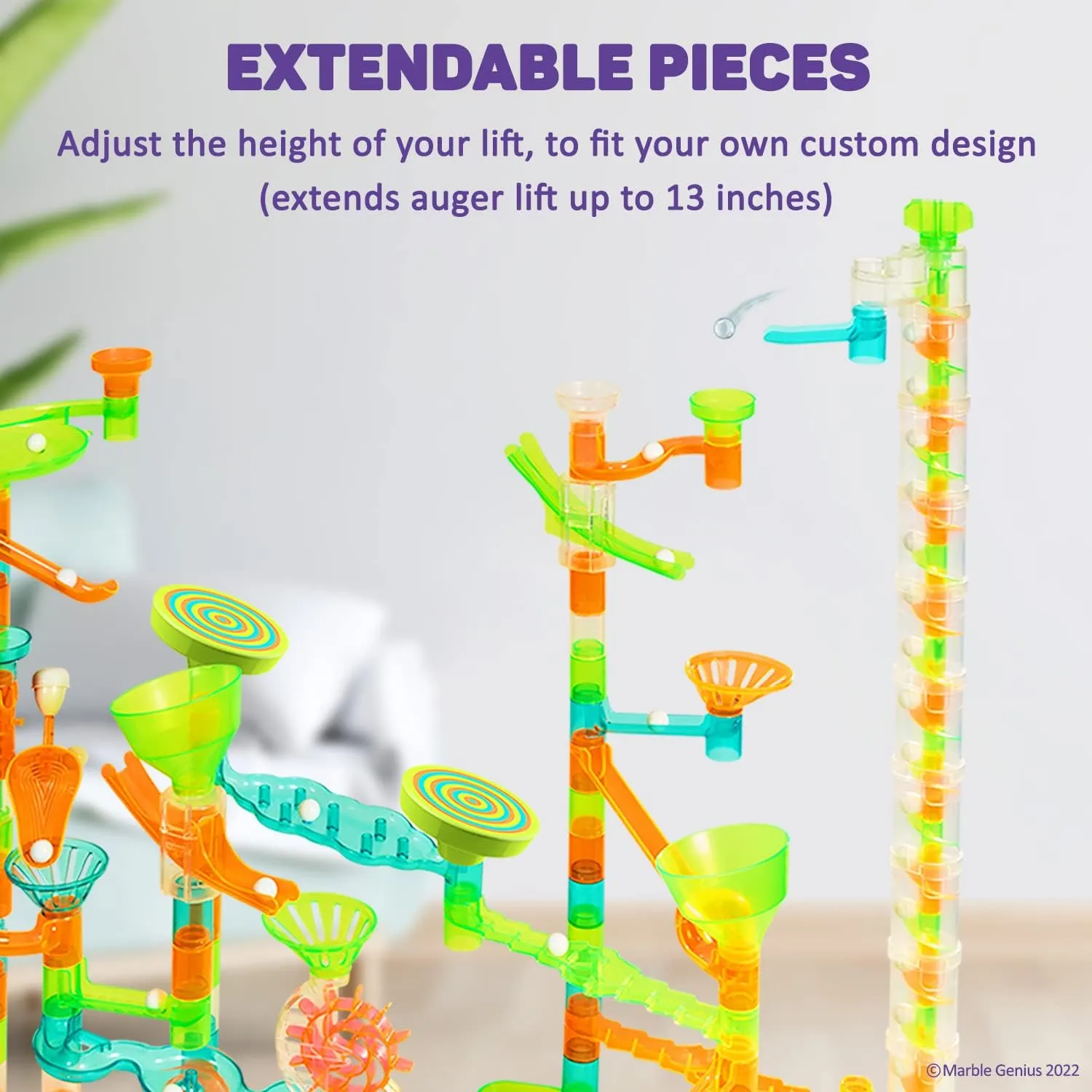 Auger Lift: Expandable Marble Run Accessory Set - Neon