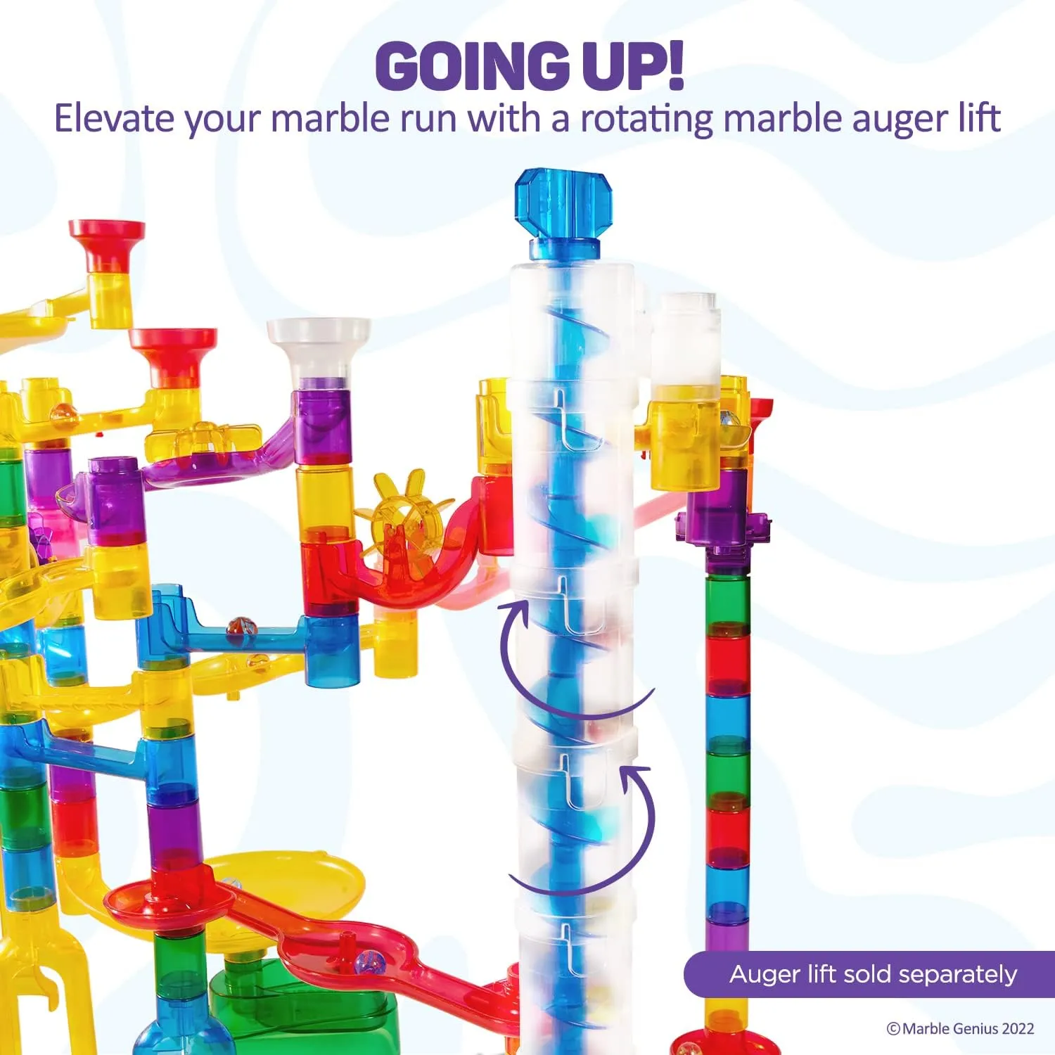 Auger Lift Extension: Marble Run Auger Accessory - Blue