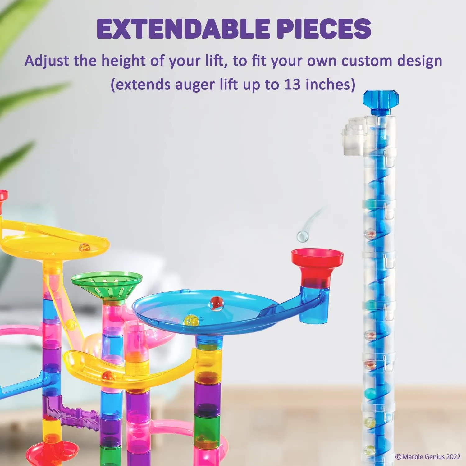 Auger Lift Extension: Marble Run Auger Accessory - Blue