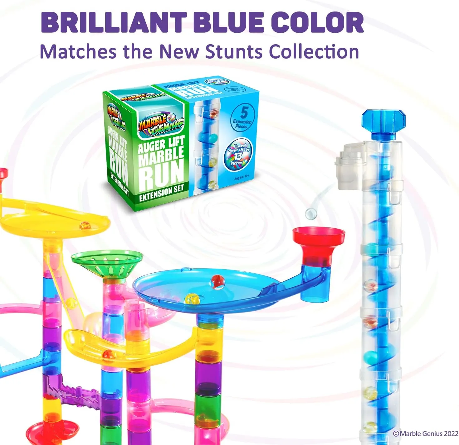 Auger Lift Extension: Marble Run Auger Accessory - Blue