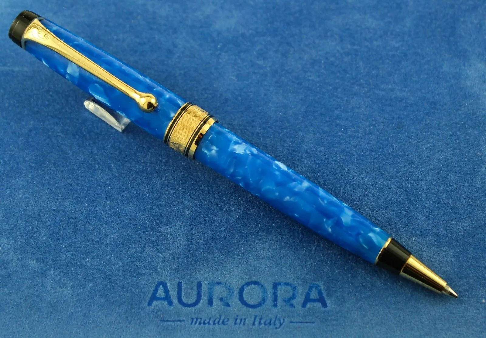 Aurora Blue Marble Limited Edition Fountain Pen & Ballpoint Pen Set