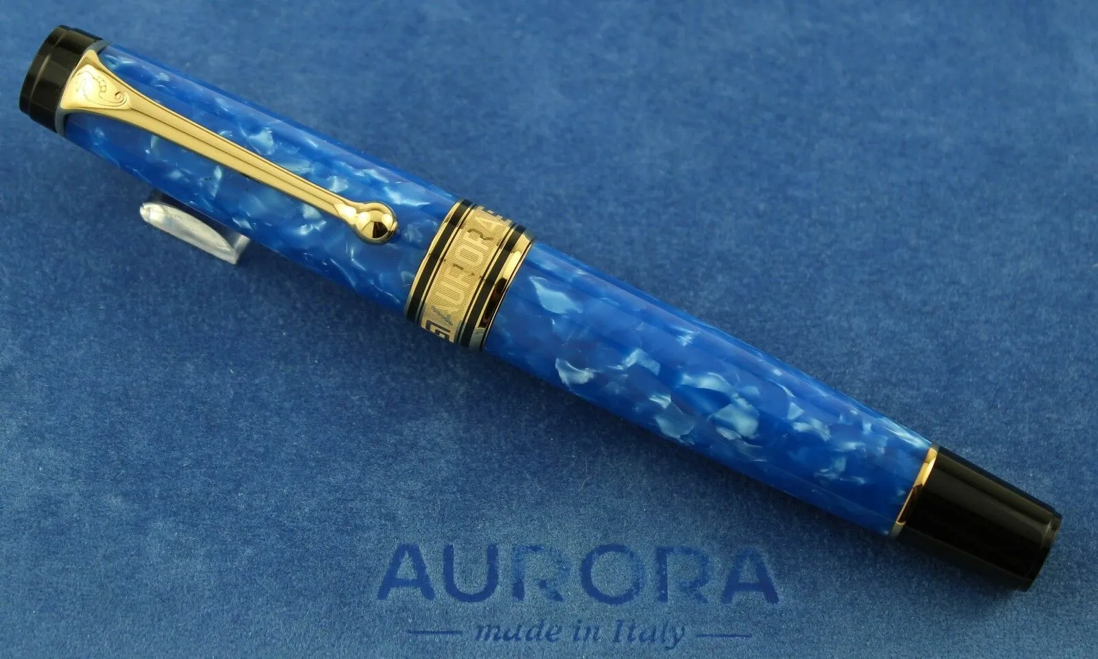 Aurora Blue Marble Limited Edition Fountain Pen & Ballpoint Pen Set