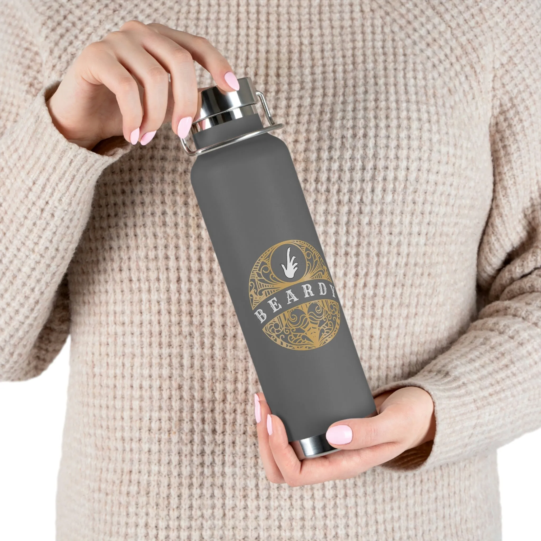 Beardy Tattoo (Bearded Dragon) | Copper Vacuum Insulated Bottle, 22oz