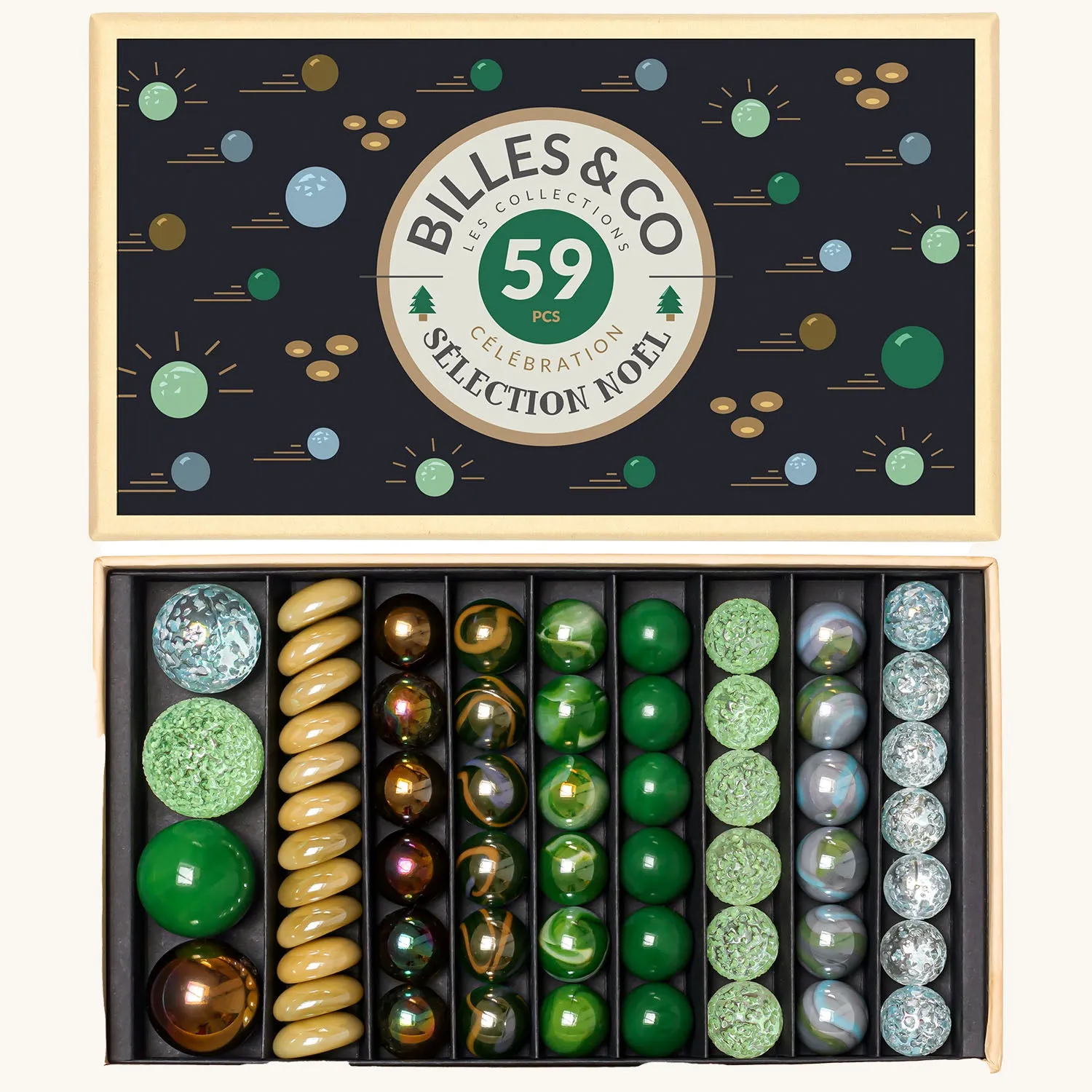 Billes & Co Christmas Selection Marbles Box - 59 Pack