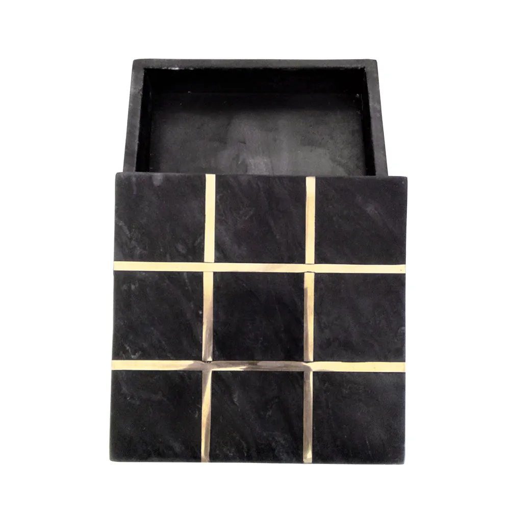 Black Marble Tic-Tac-Toe Box