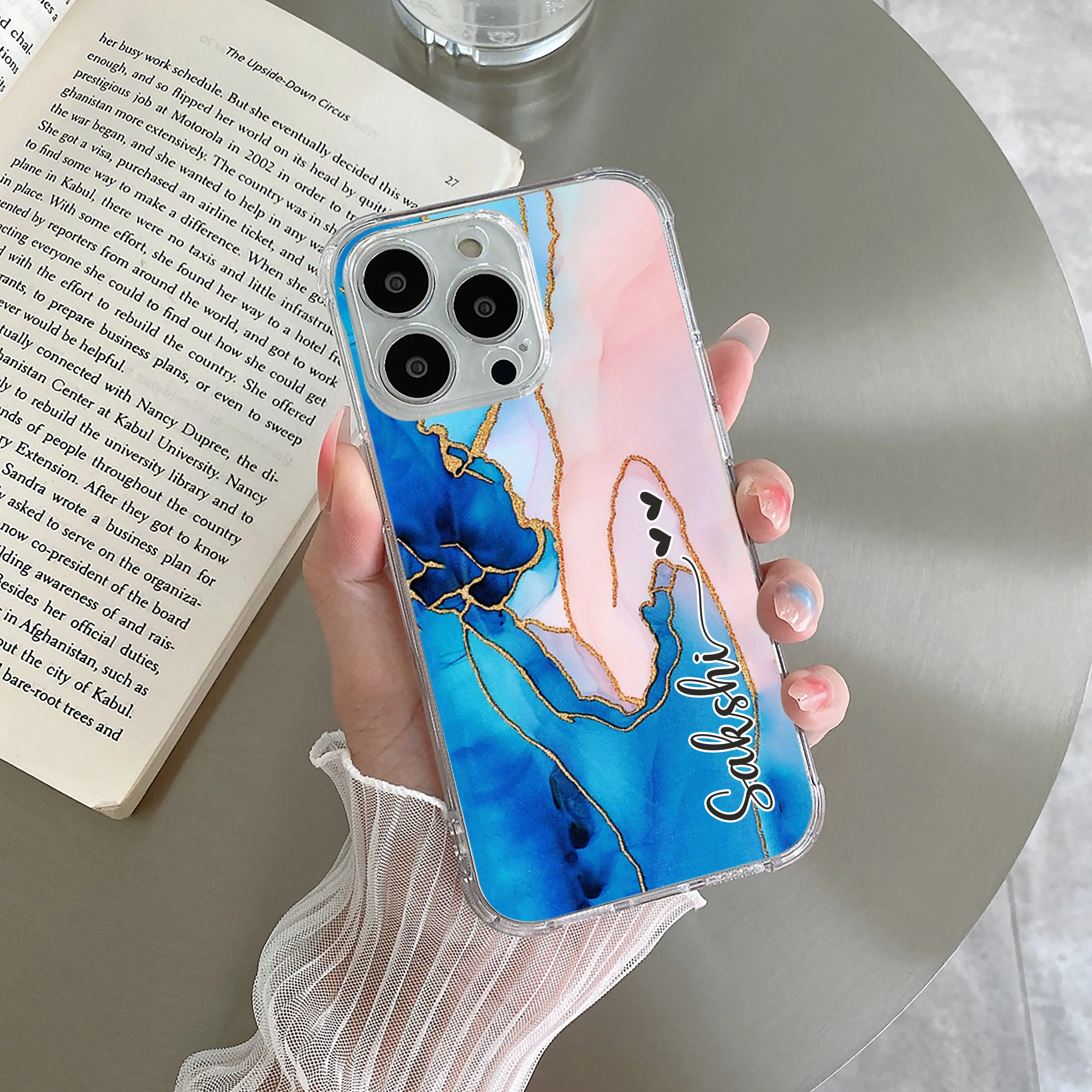 Blue Gradient Marble Customize Transparent Silicon Case For Samsung