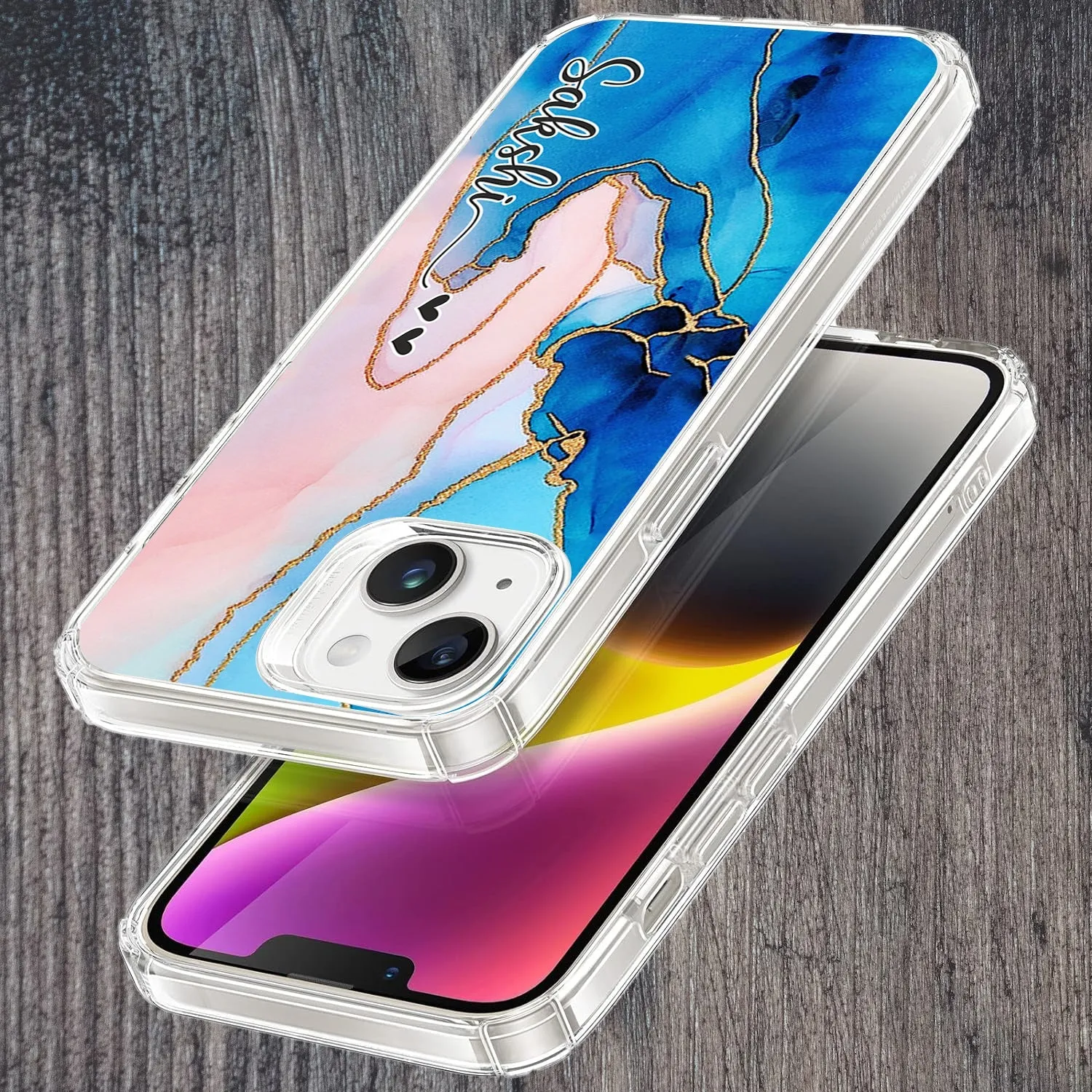 Blue Gradient Marble Customize Transparent Silicon Case For Samsung