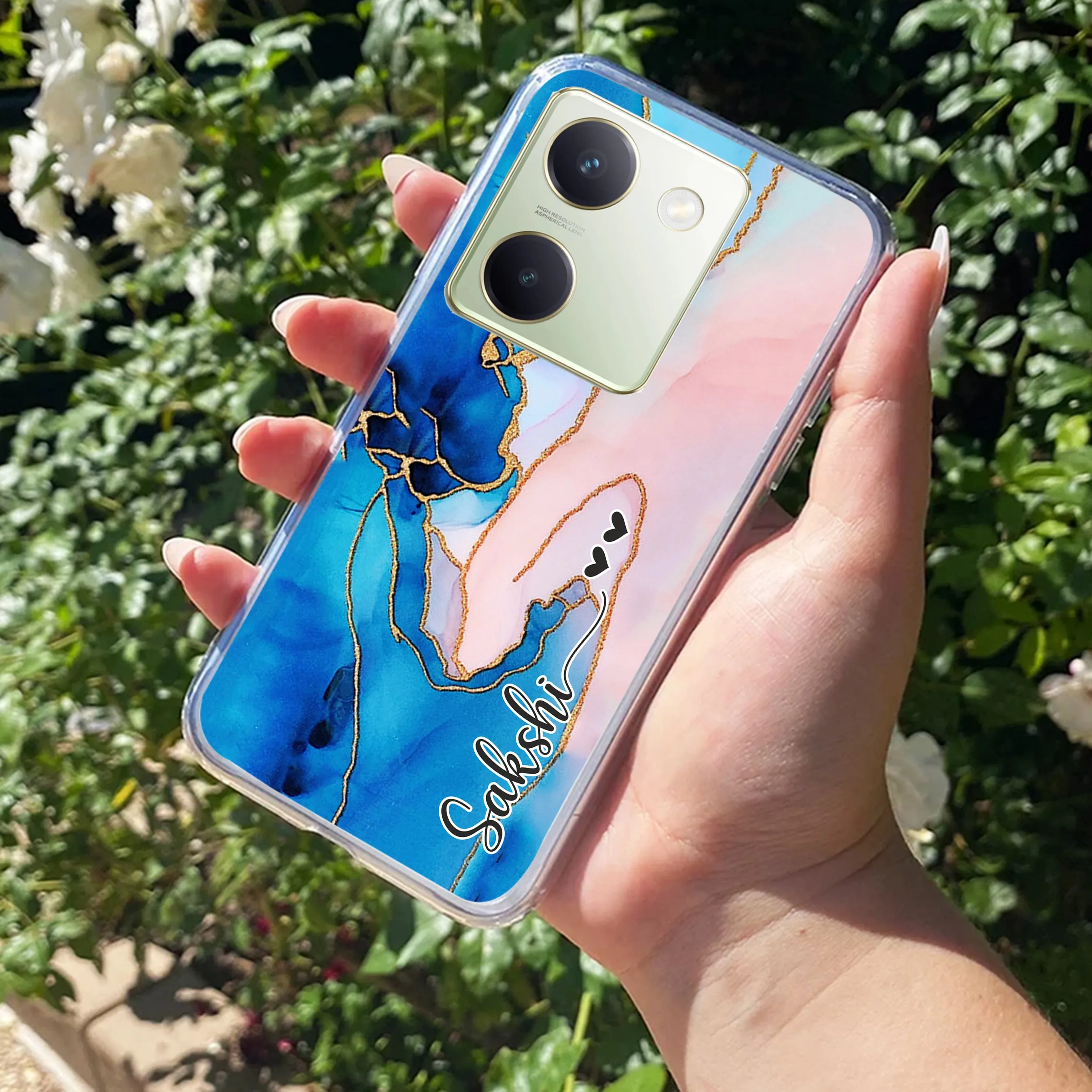 Blue Gradient Marble Customize Transparent Silicon Case For Vivo