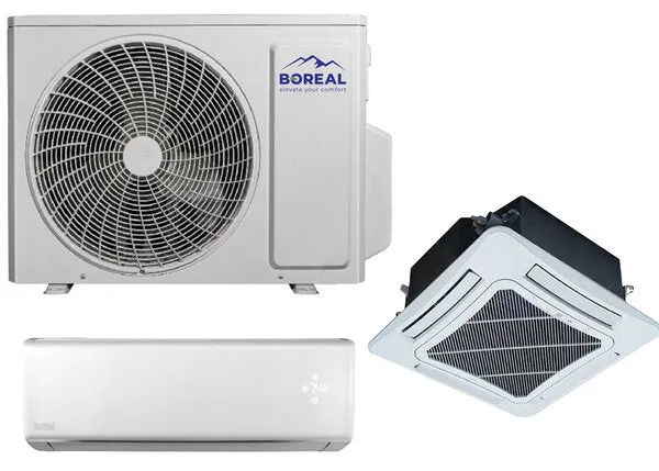 Boreal 36,000 BTU 21 SEER2 Dual  Zone Wall Mounted/Ceiling Cassette Mini Split System (18k, 18k) 208-230V