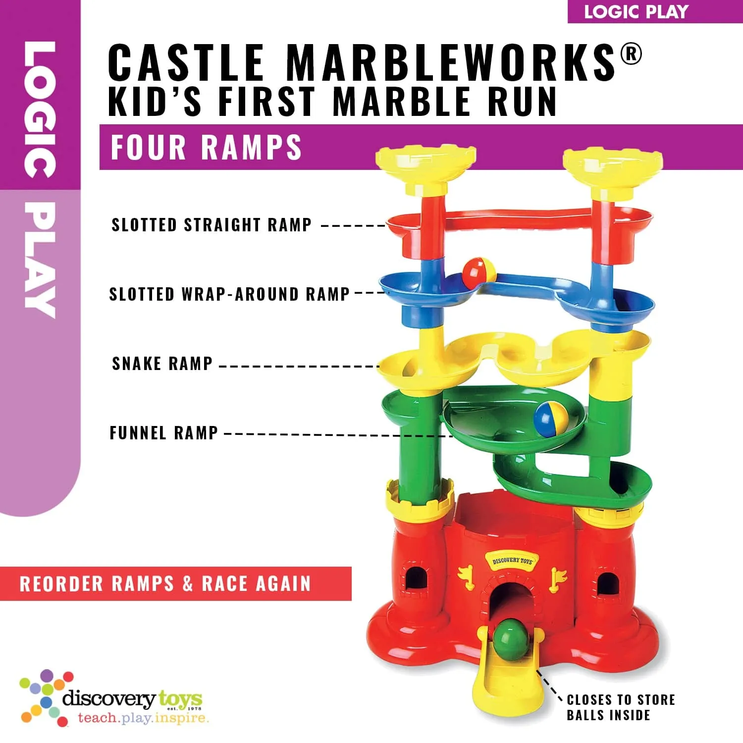 CASTLE MARBLEWORKS Chime Ball Drop Tower Toy