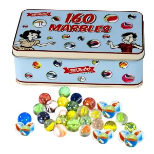 Classic Glass Marbles In A Tin