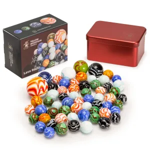 Collector's Series Assorted Marbles Set in Tin Box, "Lava Rocks"