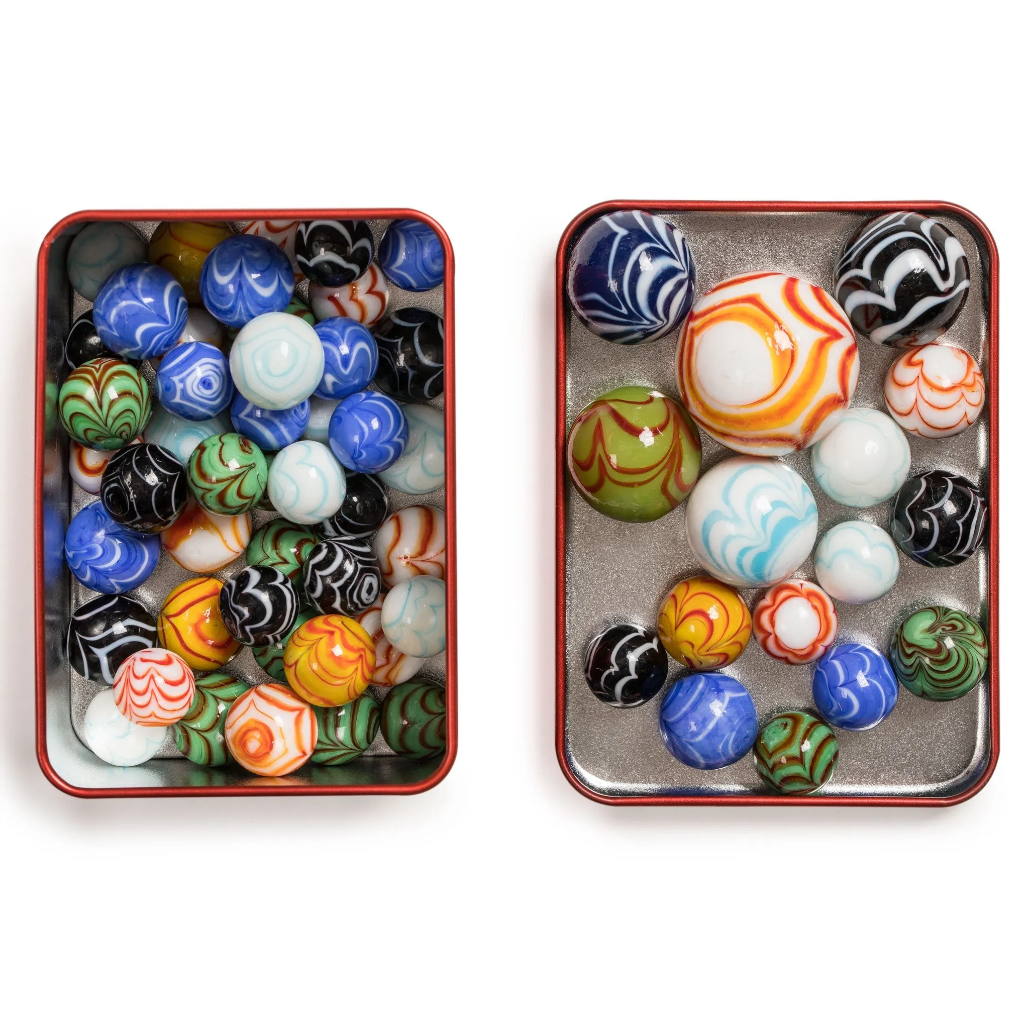 Collector's Series Assorted Marbles Set in Tin Box, "Lava Rocks"