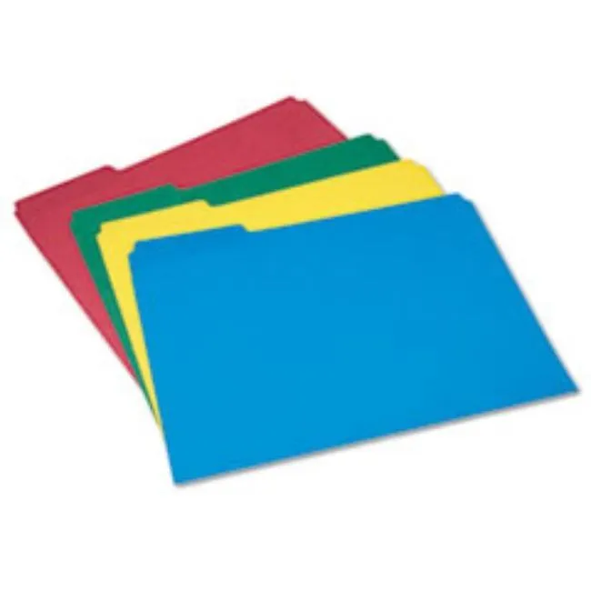 COLOR FILE FOLDER SET, 1-3 CUT, LETTER, ASSORTED, 24CT-BOX (5 BOXES PER PACK)