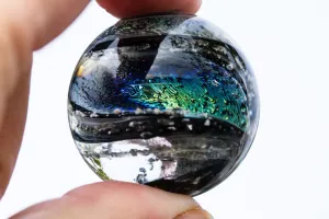 Dichroic Glass Twist Marble with Infused Cremation Ash