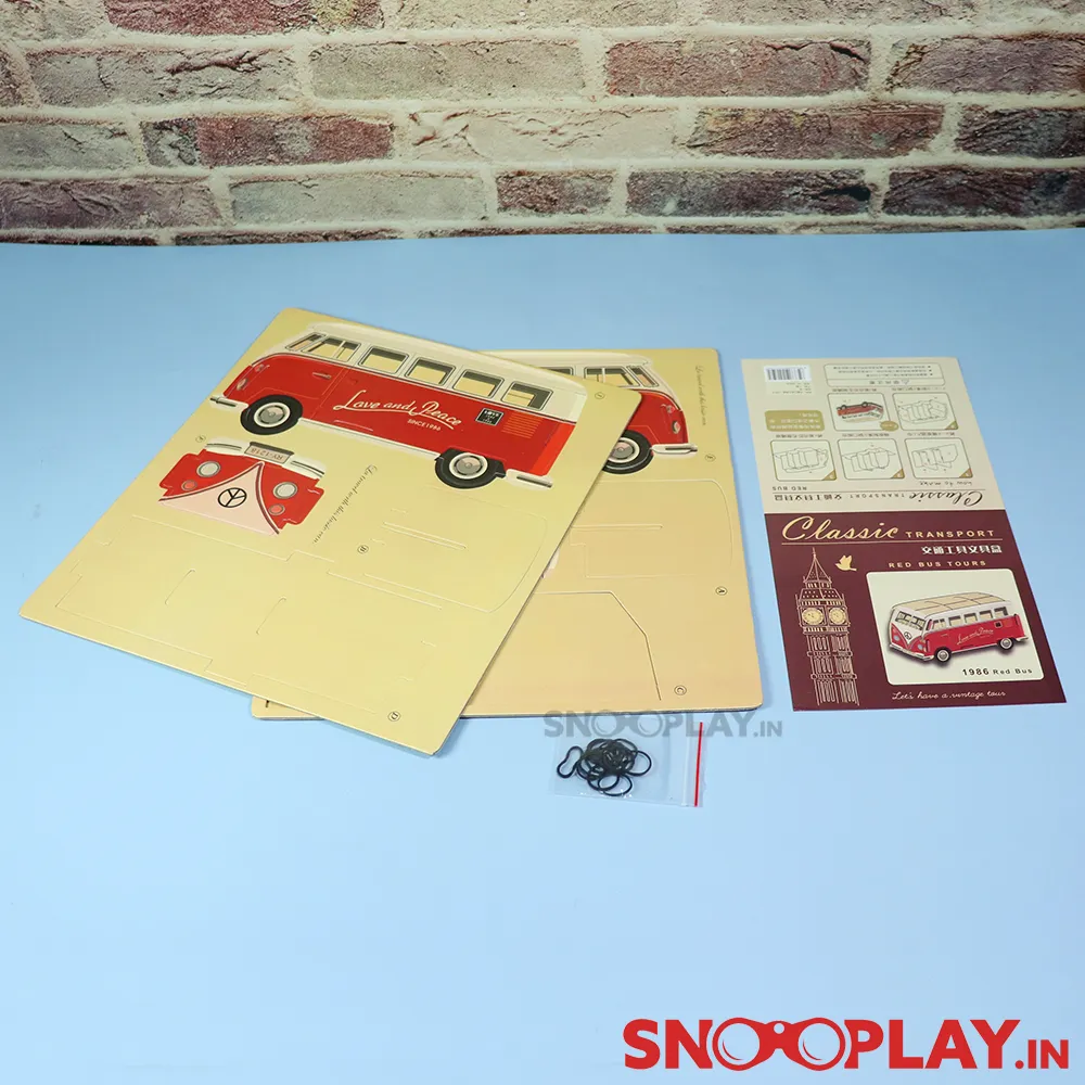 DIY Classic Vintage Red Tour Bus Puzzle and Organiser