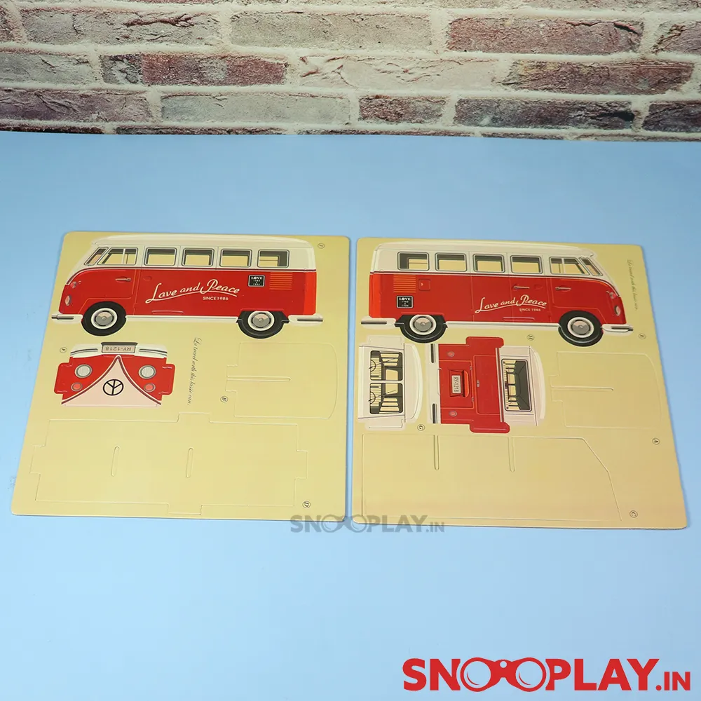 DIY Classic Vintage Red Tour Bus Puzzle and Organiser