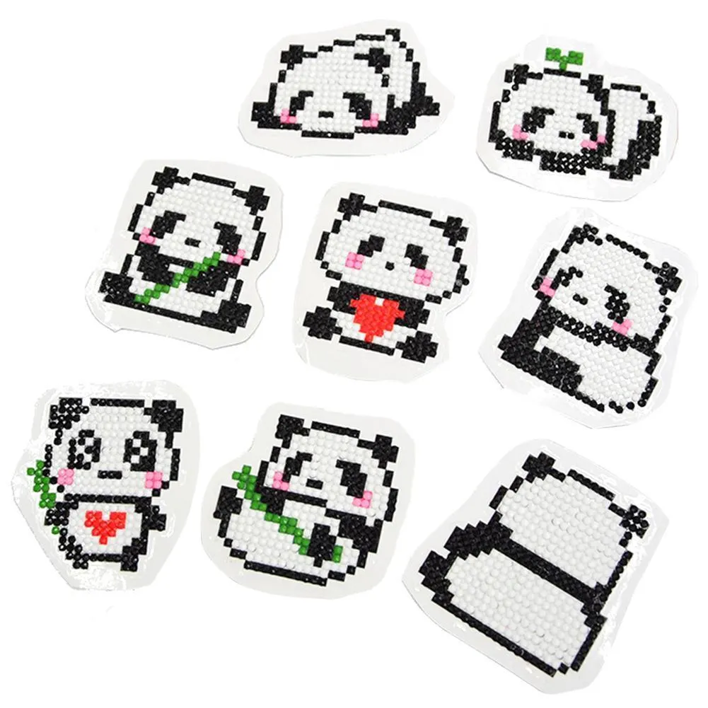 DIY Cute Panda Kids Round  Full Drill Diamond Stickers