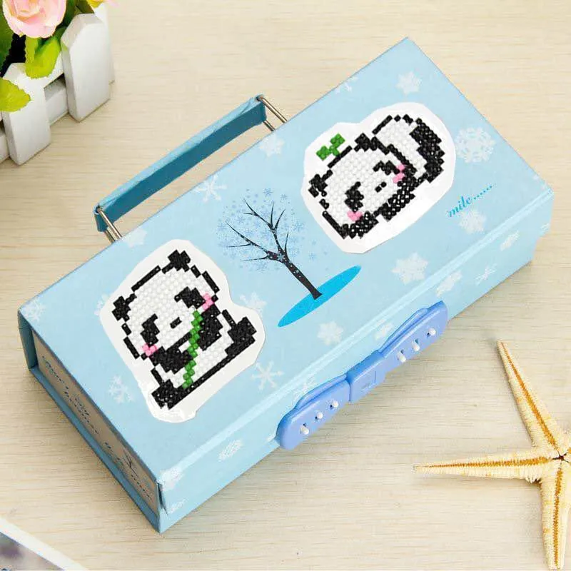 DIY Cute Panda Kids Round  Full Drill Diamond Stickers