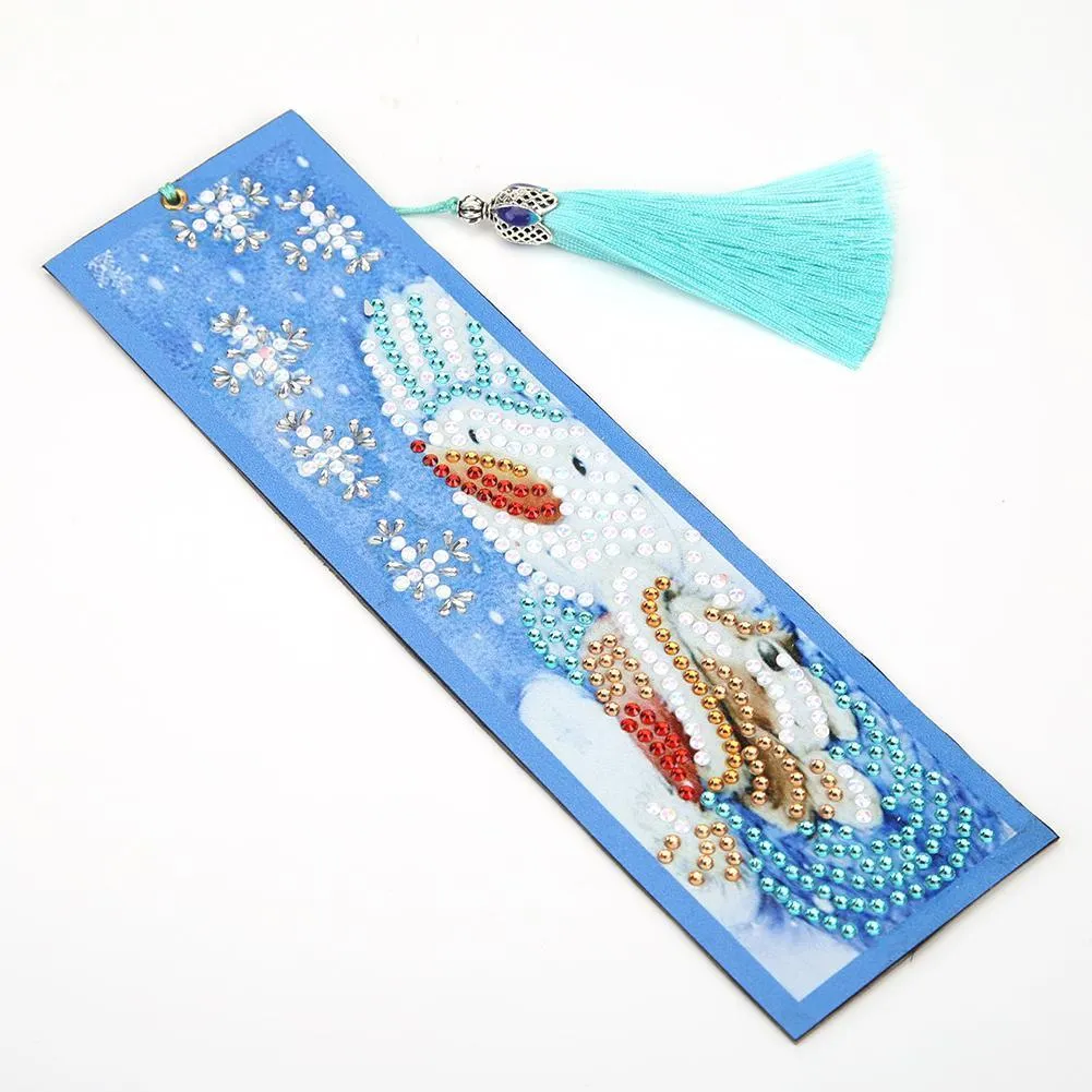 DIY Special Shaped Diamond Creative Leather Bookmarks with Tassel