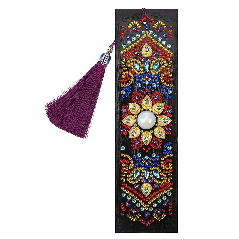 DIY Special Shaped Diamond Creative Leather Tassel Bookmark