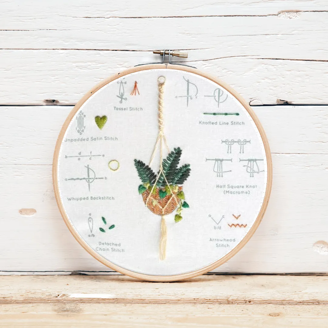 Embroidery Sampler Kit: Hanging Plant | Beginner