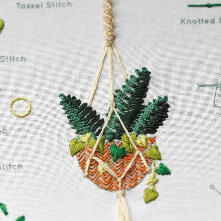 Embroidery Sampler Kit: Hanging Plant | Beginner