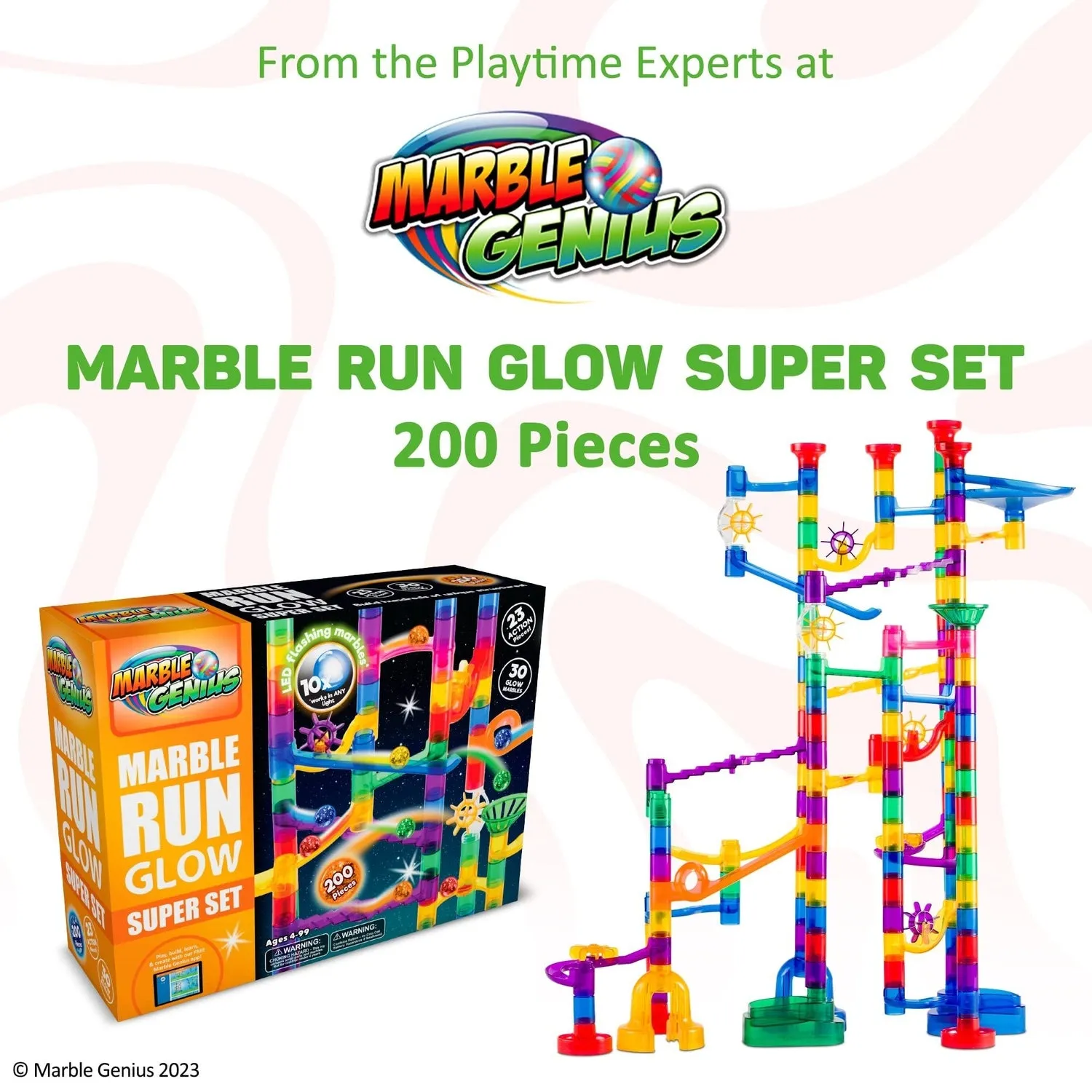 Super Glow Marble Run Set, 200-Piece - Enhanced Optimization