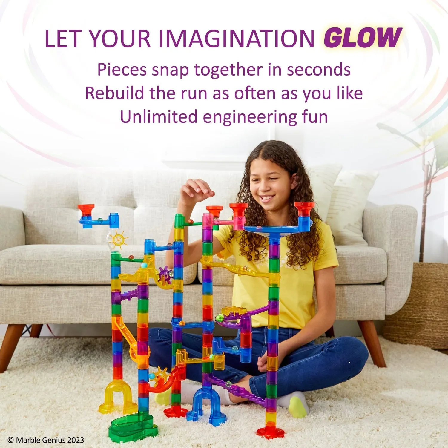 Super Glow Marble Run Set, 200-Piece - Enhanced Optimization