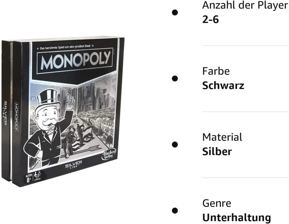 Hasbro Monopoly Silver Line Edition Game