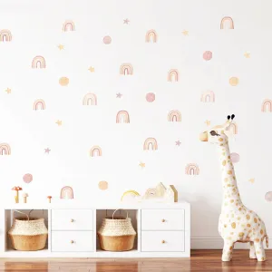 Little Rainbows Moon And Stars Wall Decals For Kid's Playroom Removable Self-Adhesive PVC Wall Stickers For Baby's Room Nursery Creative DIY Decor