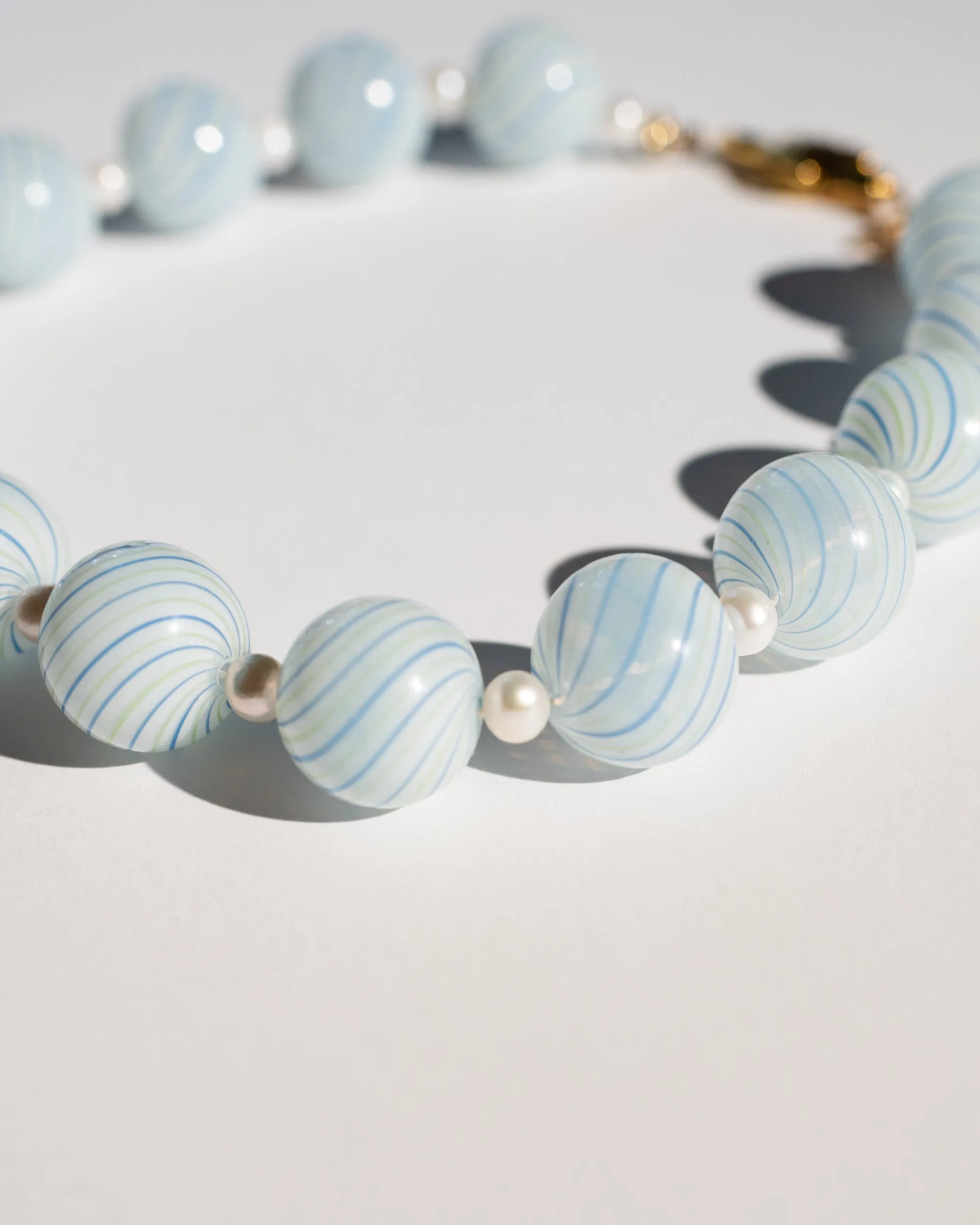 Lost Your Marbles Necklace in Blue Swirl