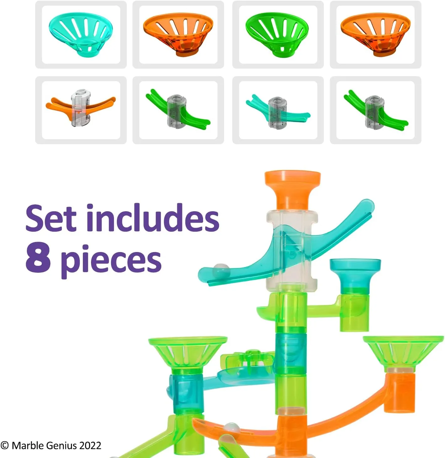 Marble Run Stunt Sliders Set, 8 pieces