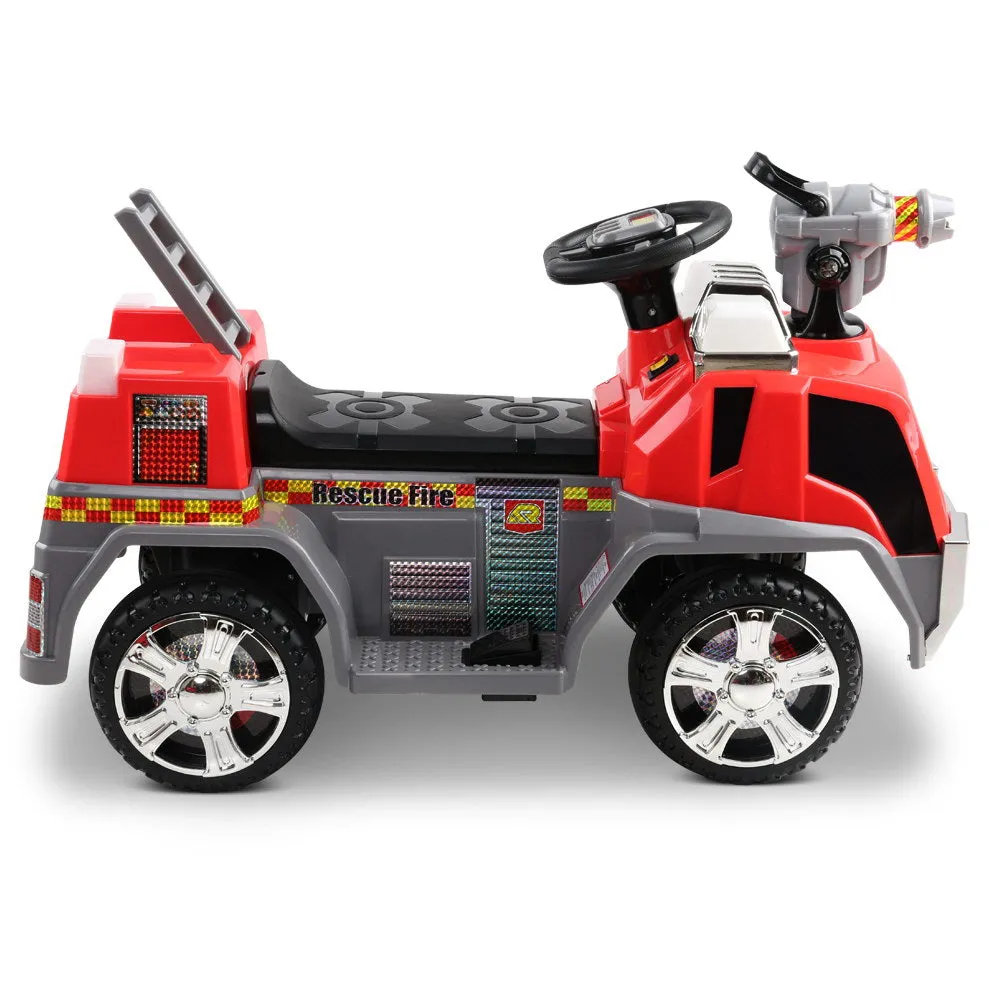 Motorised Kids Ride On Fire Truck Car Red Grey Flash Light Music Fireman