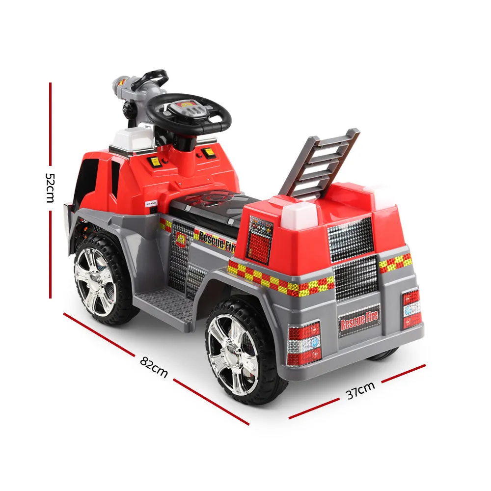 Motorised Kids Ride On Fire Truck Car Red Grey Flash Light Music Fireman