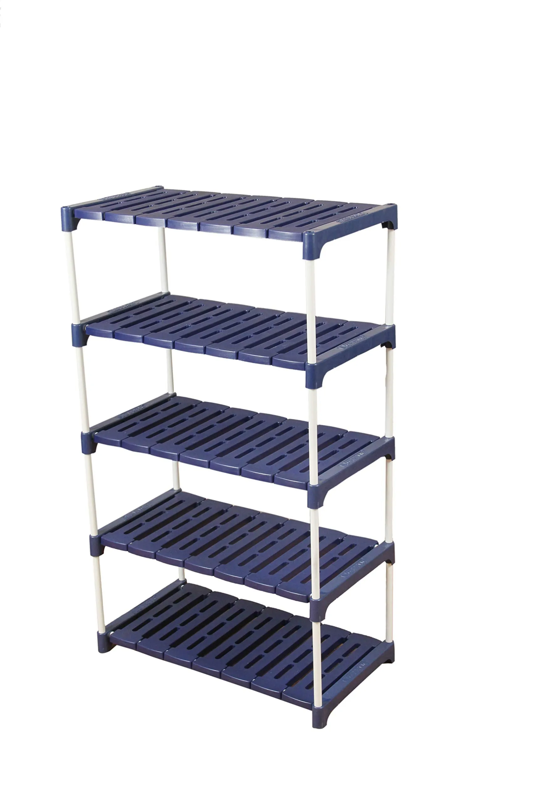 Novatic Multipurpose Shoe Stand Easy to Assemble 5 Shelves, 15 Pair Metal & Plastic Shoe Rack For Home Office, Balcony, Enterway, Hallway, Corner Ladder | Collapsible Shoe Stand | Heels/Slippers/Boots