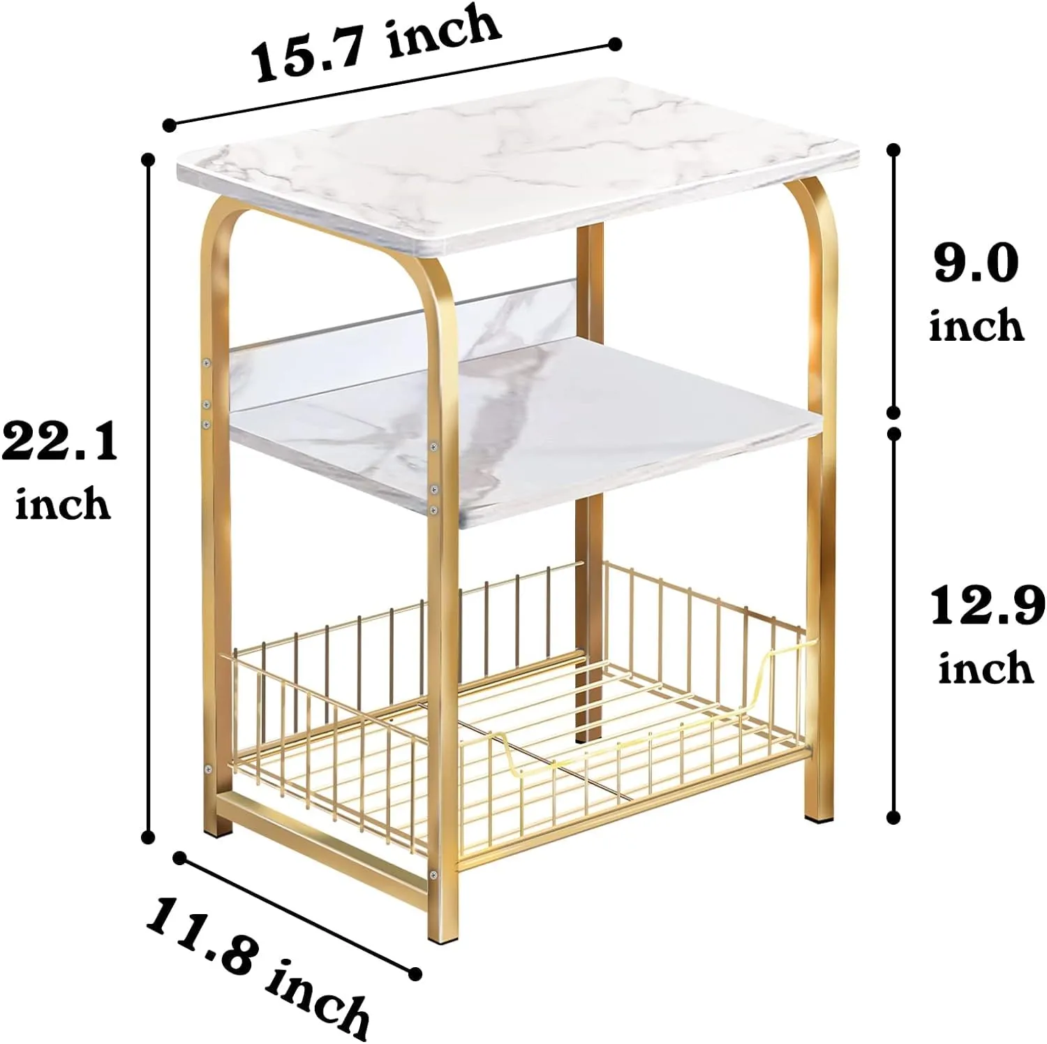 PIKFOS Athenic Coffee Table Living Room Coffee Table in The Center Living Room Accent Coffee Table, Simple Design Sofa Side Table-Gold White