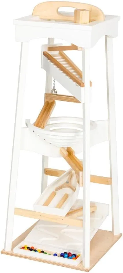 Pyramid Marble Tower Run Wooden Toy, 39" High, Marbles Included