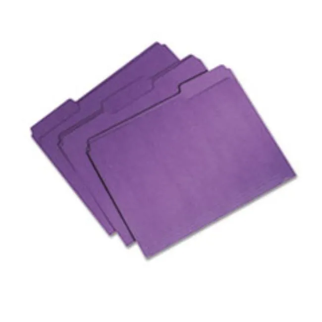 RECYCLED FILE FOLDERS, 1-3 CUT SINGLE PLY LETTER, PURPLE, 100CT-BOX (5 PER PACK)